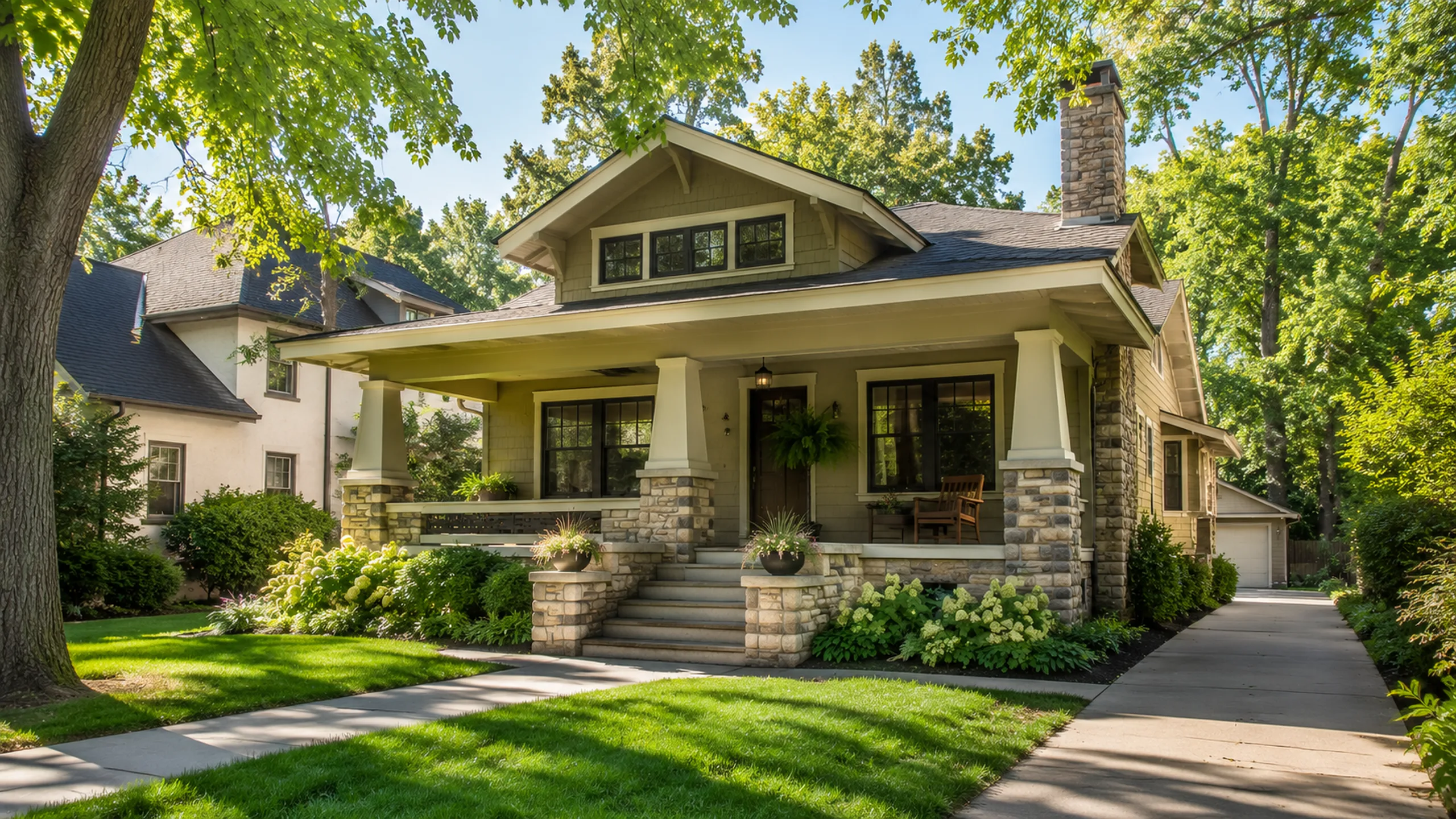 Craftsman bungalow with tapered columns in Falcon Heights MN — Como Avenue corridor