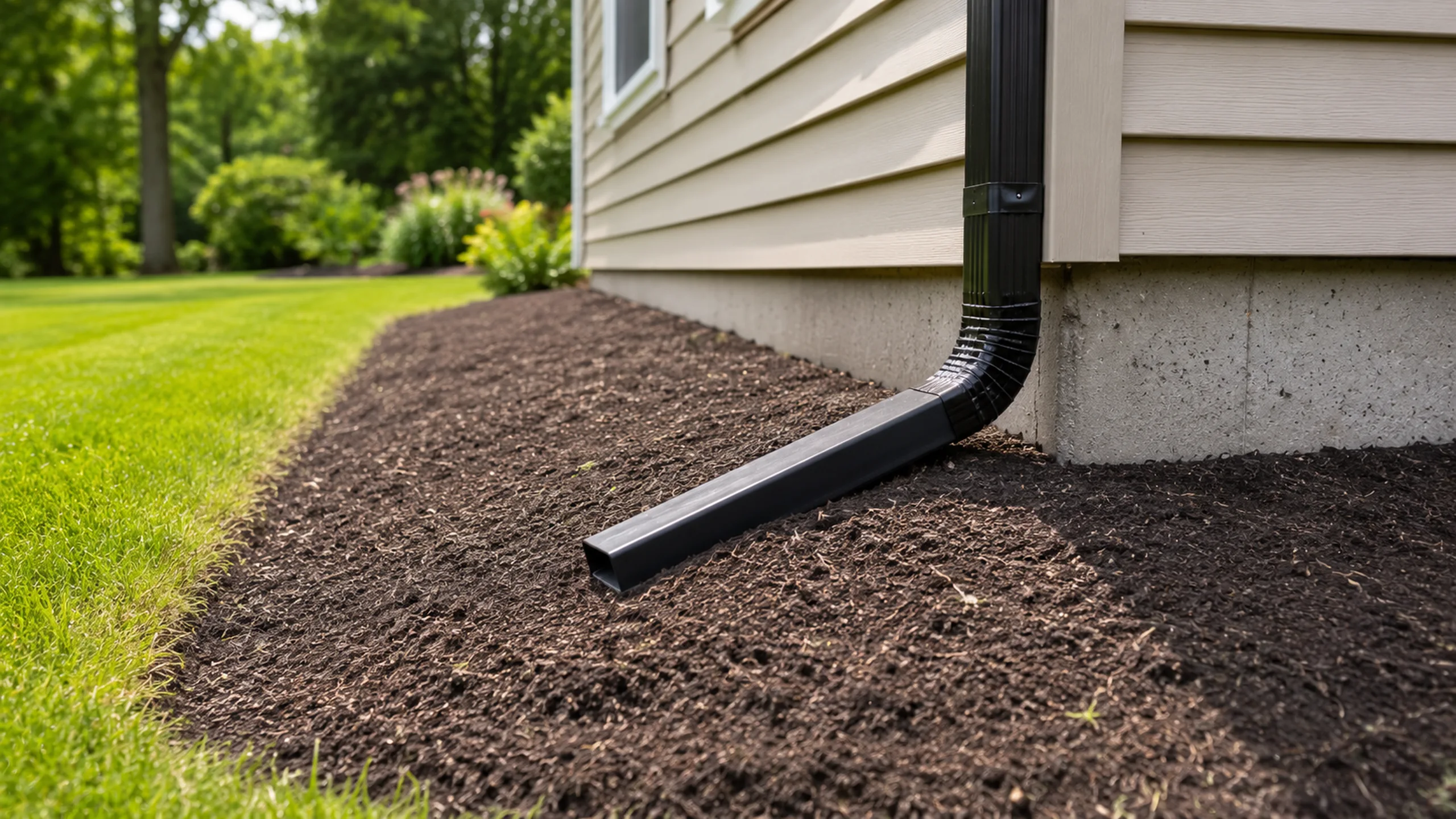 Negative-grade check at downspout discharge — Roseville MN walkout home